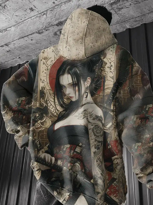 Samurai Anime Girl Hoodie - Anime, Dark Aesthetic, Samurai Eden of Clothes 