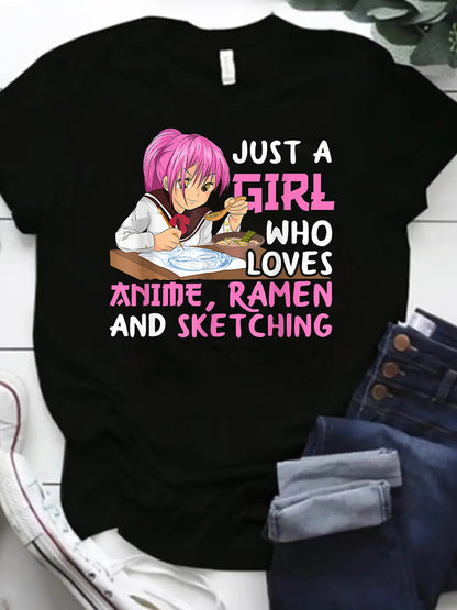 Letter Print T-Shirt – Stylish Graphics, Anime Inspired Eden of Clothes 
