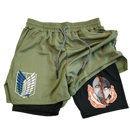 Men's Shorts 2-in-1 – Scout Regiment, Attack on Titan Eden of Clothes 