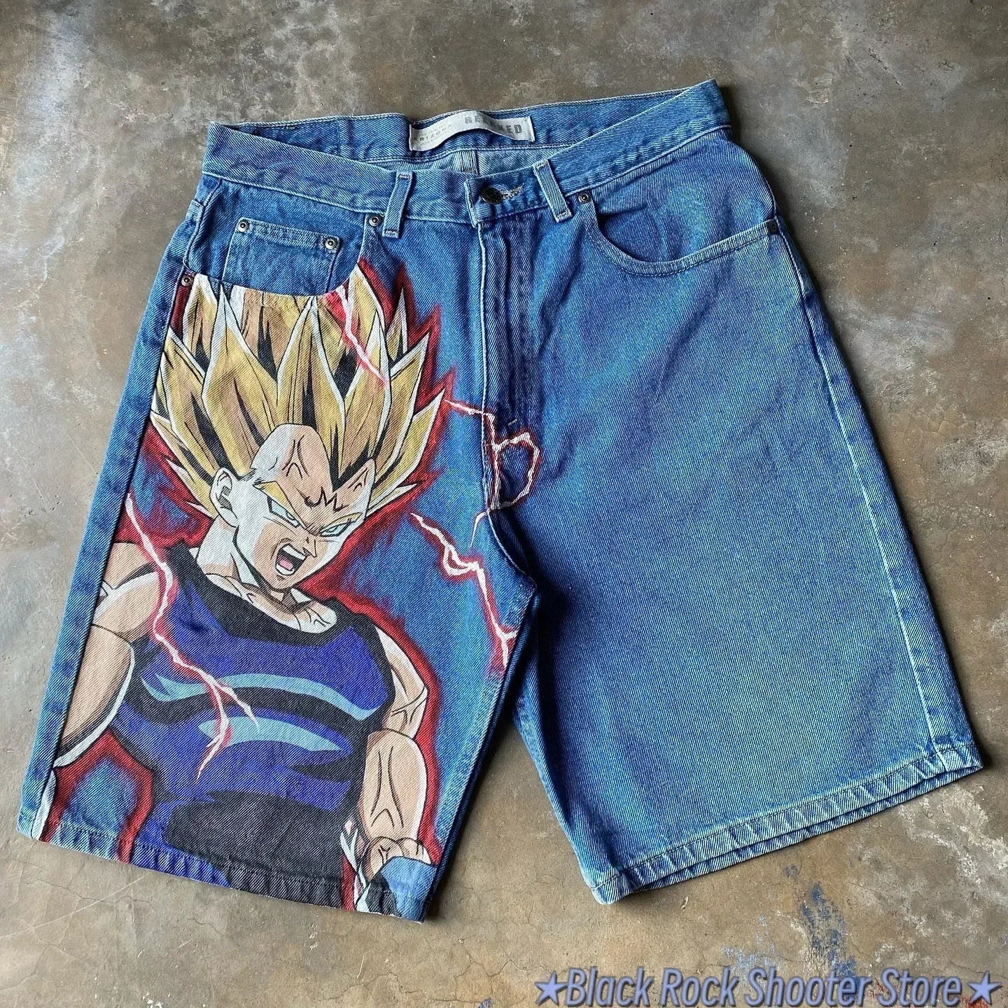 Baggy Jeans Shorts – Anime Design, Casual Wear Eden of Clothes 