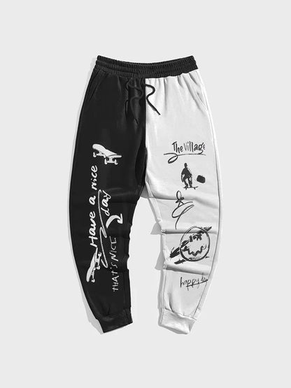 Joggers – Graffiti Design, Black and White Eden of Clothes 