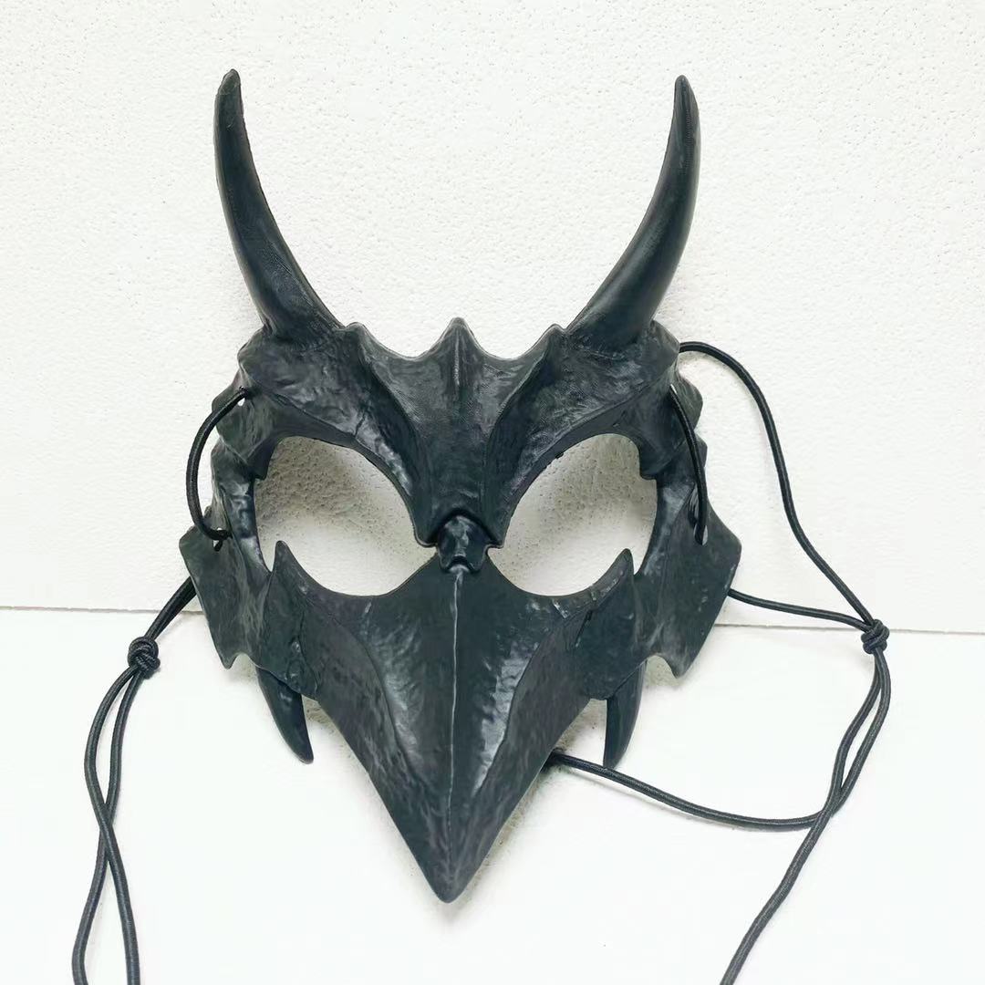 Japanese Dragon Half Face Mask – Traditional Art Design, Anime-Inspired Accessory Eden of Clothes 