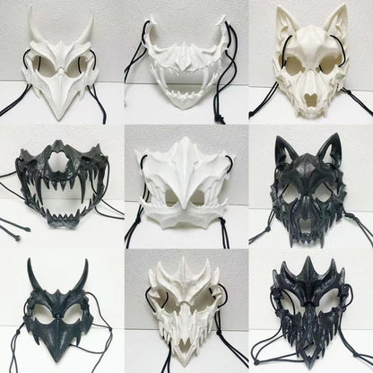 Japanese Dragon Half Face Mask – Traditional Art Design, Anime-Inspired Accessory Eden of Clothes 