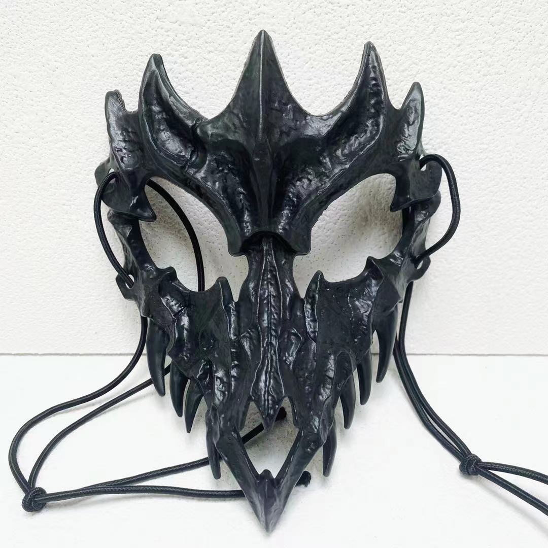 Japanese Dragon Half Face Mask – Traditional Art Design, Anime-Inspired Accessory Eden of Clothes 