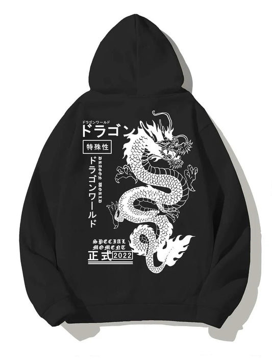 Japanese Letter Dragon Graphic Men Hoodie Eden of Clothes 