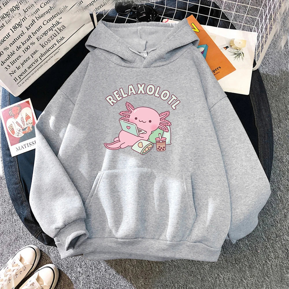 Oversized Axolotl Boba Milk Tea Hoodie Eden of Clothes 