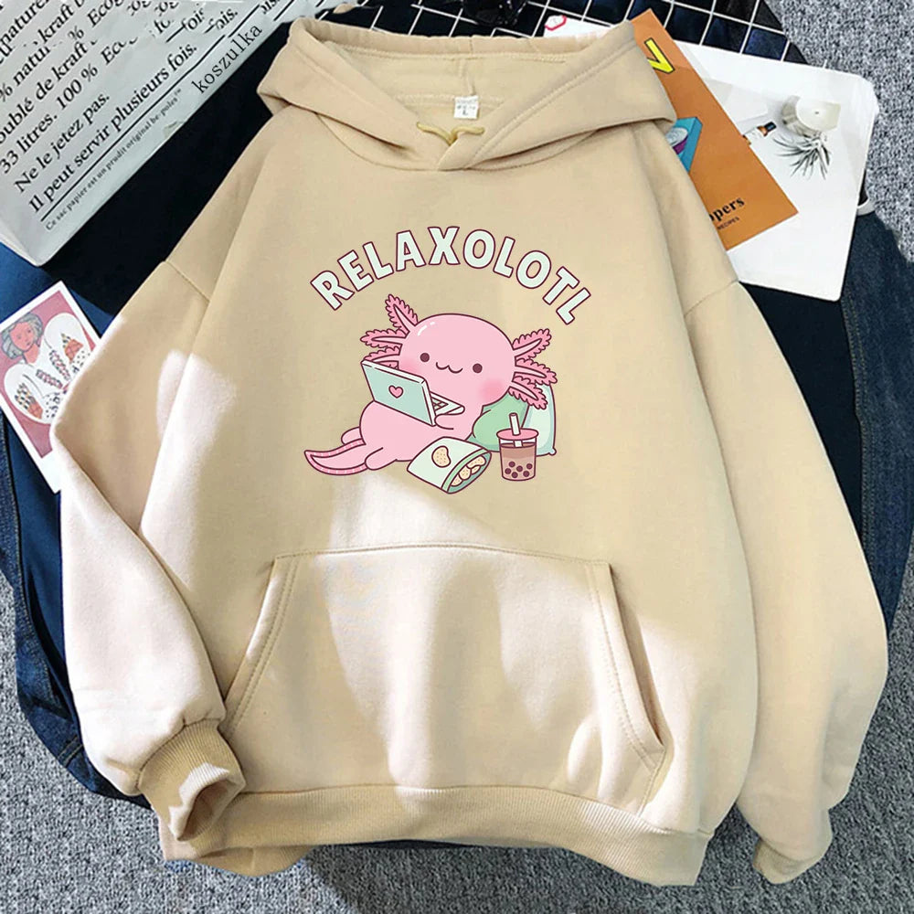Oversized Axolotl Boba Milk Tea Hoodie Eden of Clothes 