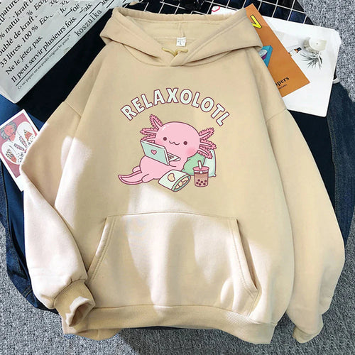 Oversized Axolotl Boba Milk Tea Hoodie Eden of Clothes 