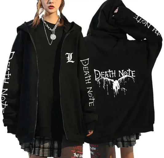 Oversized Hoodie – Zip Up, Death Note Design - Eden of Clothes