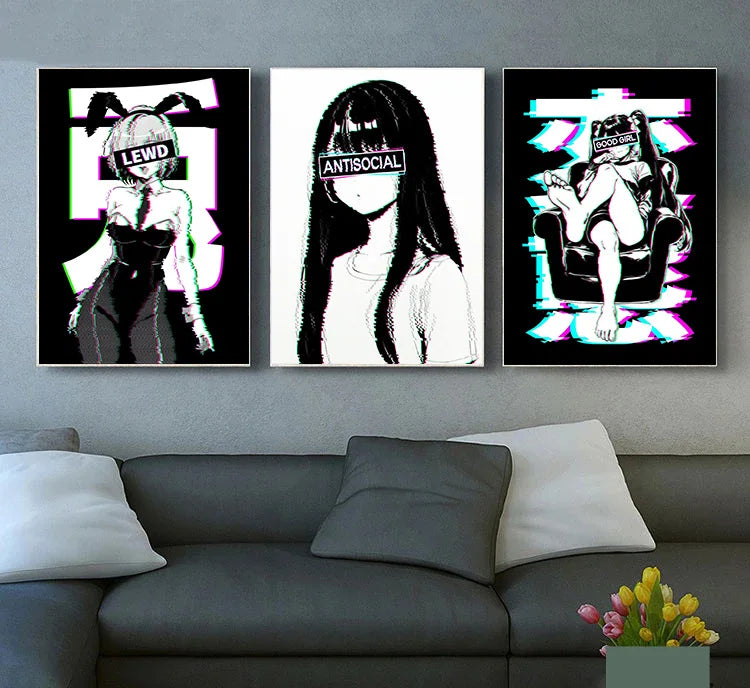 Sexy Figure Poster – Black and White, Anime Girl Eden of Clothes 