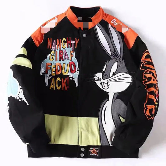 Cartoon Jacket – Lether, Y2K Style - Eden of Clothes